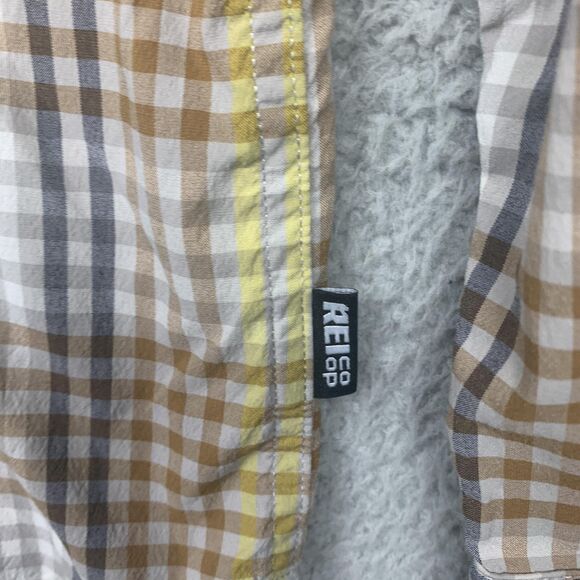 REI Co-op Shirt Mens Small Brown Yellow Plaid Button Down Stretch Hiking Travel - Picture 4 of 16